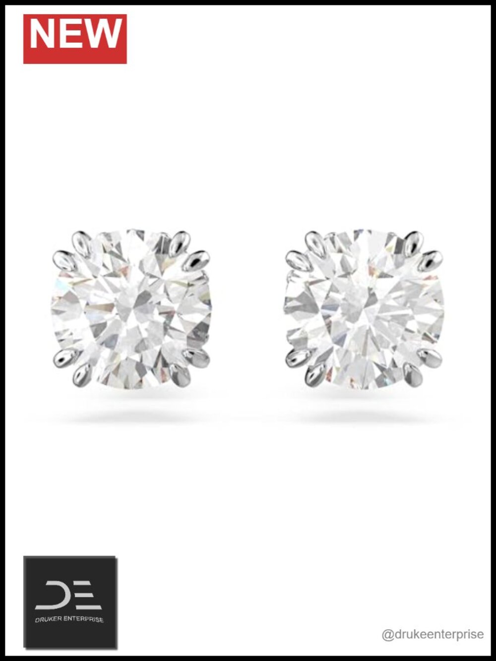 Swarovski Constella Crystal Stud Earrings Rhodium Plated Pierced